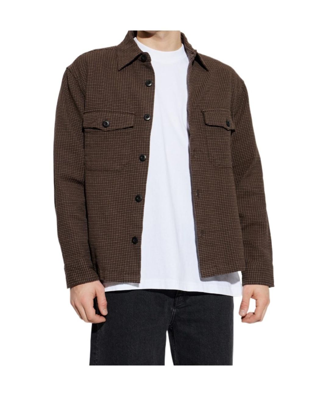 AllSaints Brown Kanda Checked Overshirt for men