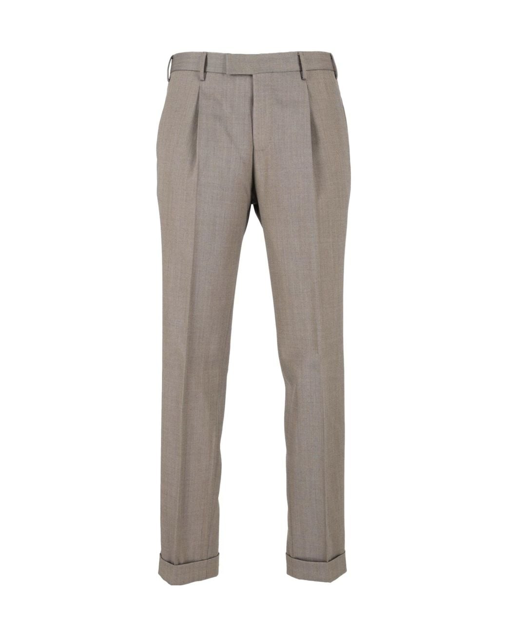 PT01 Gray Casual Trousers With Belt Loops for men