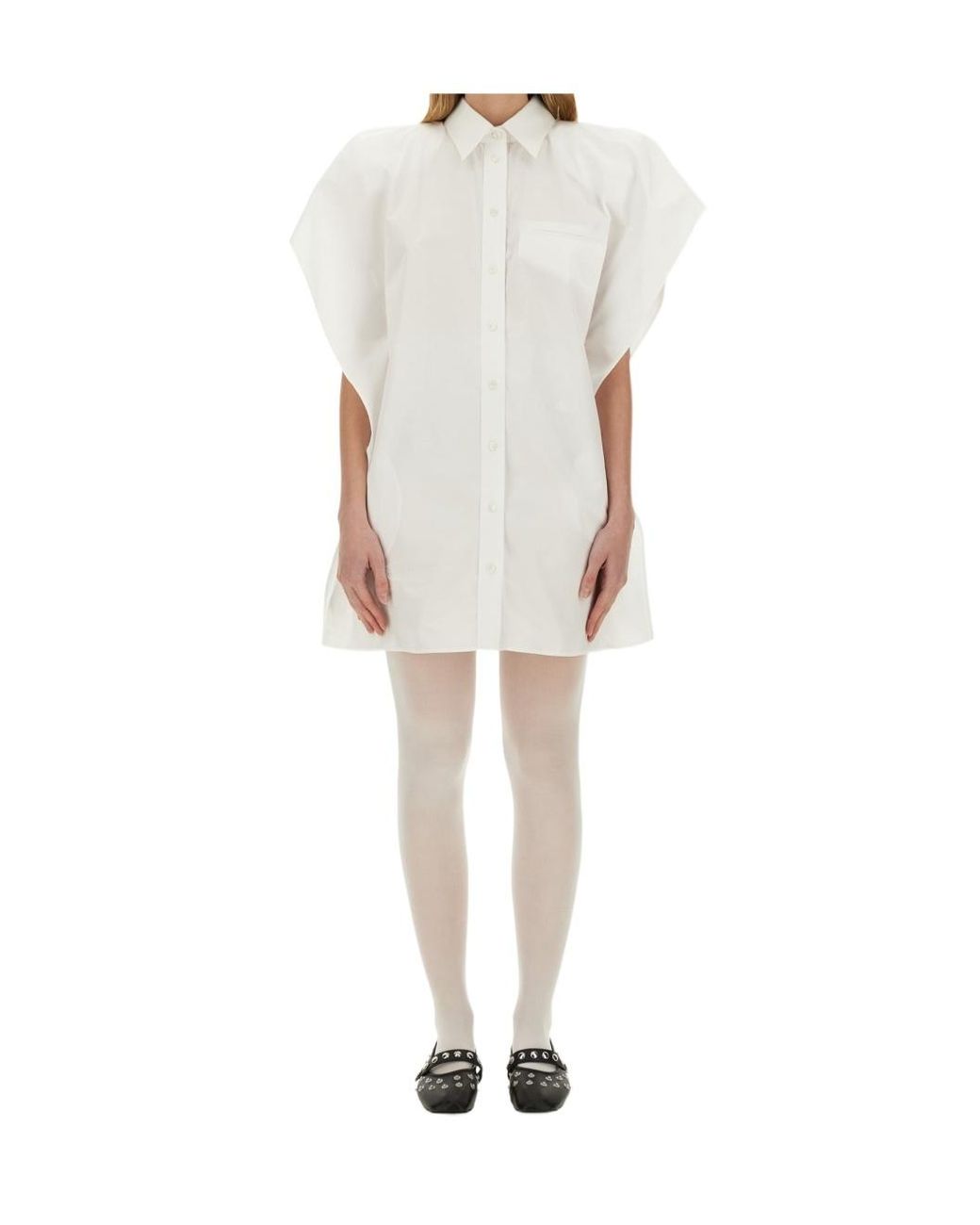 Stella McCartney White Short-Sleeved Mini Shirt Dress