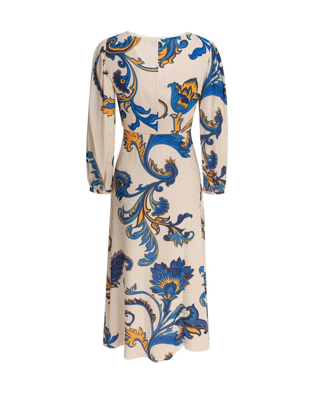 Etro Blue Paisley Printed V-Neck Midi Dress