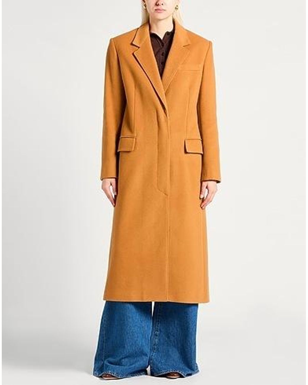 Isabel Marant Orange A Simple And Long Woolen Overcoat