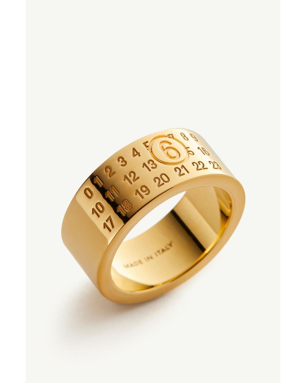 MM6 by Maison Margiela Metallic Numeric Minimal Signature Ring for men