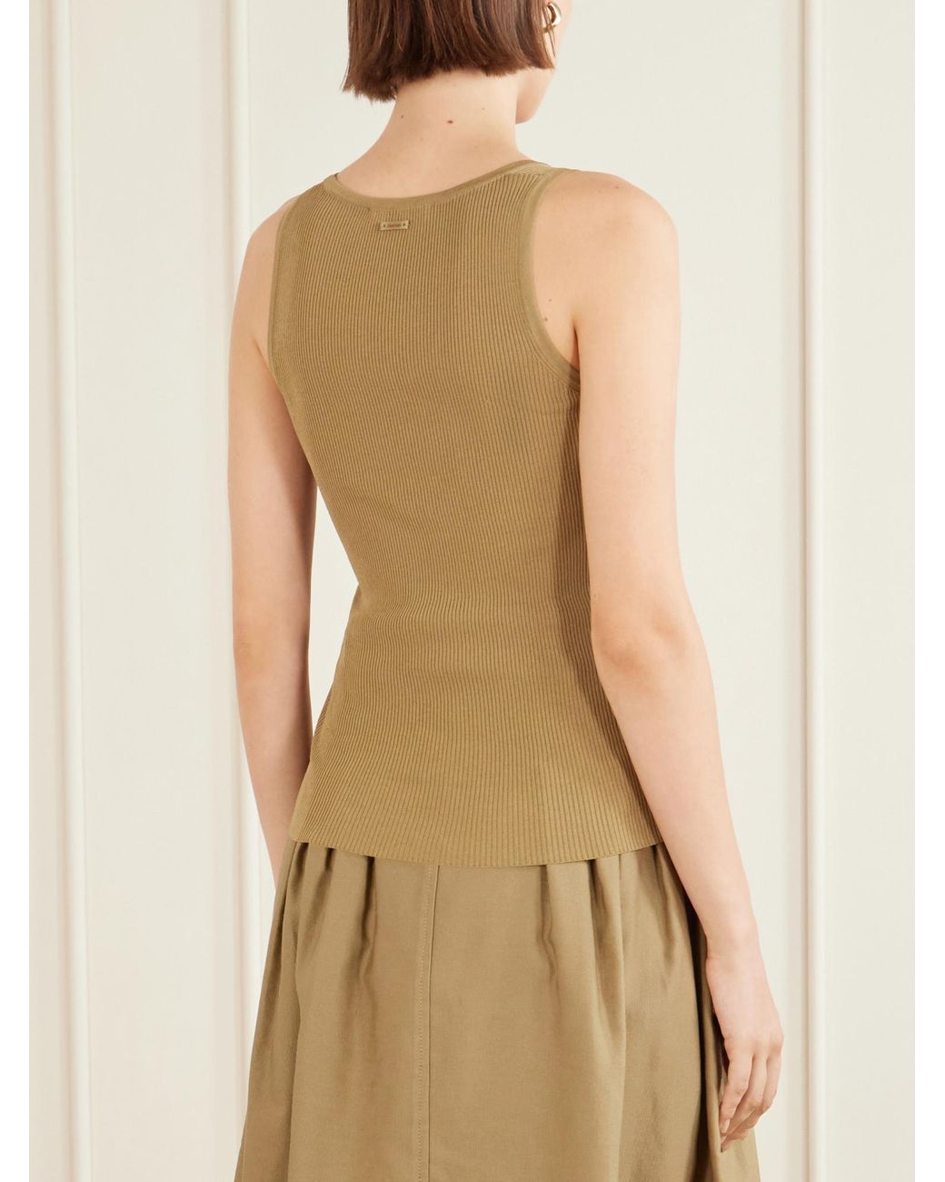Max Mara Green Editta Sleeveless Ribbed Tank Top