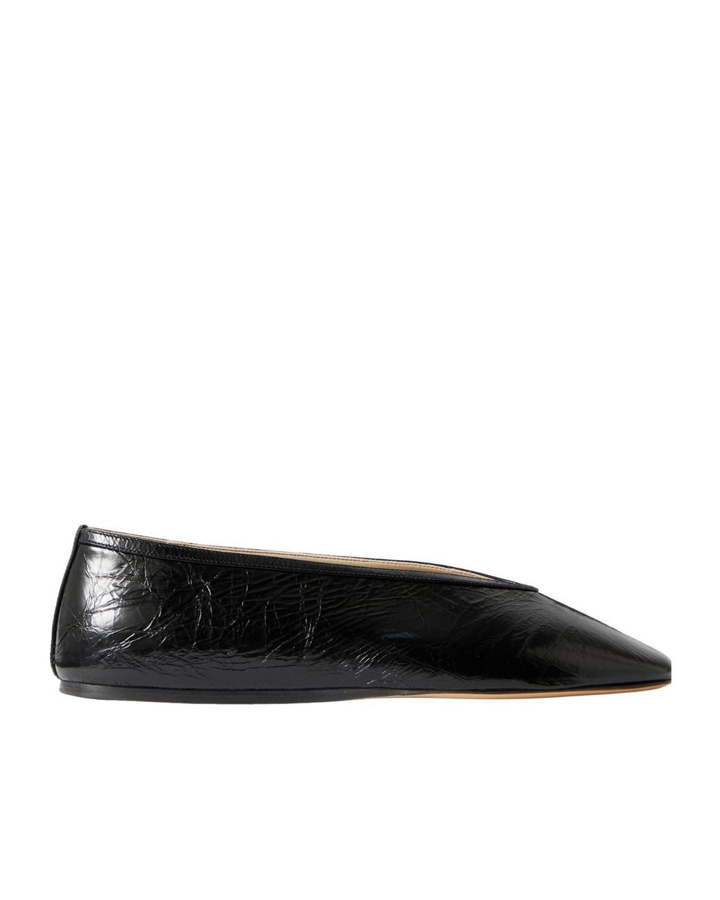 Le Monde Beryl Black Luna Crinkled-Leather Ballet Flats