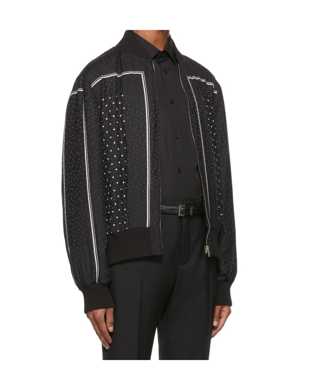 Saint Laurent Black Polka-Dot Pattern Bomber Jacket for men