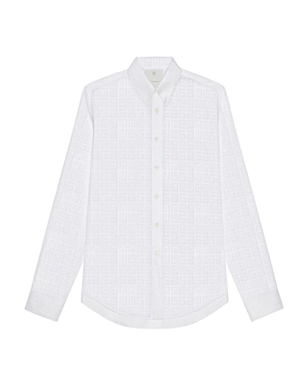 Givenchy White 4G Pattern Long-Sleeved Shirt for men