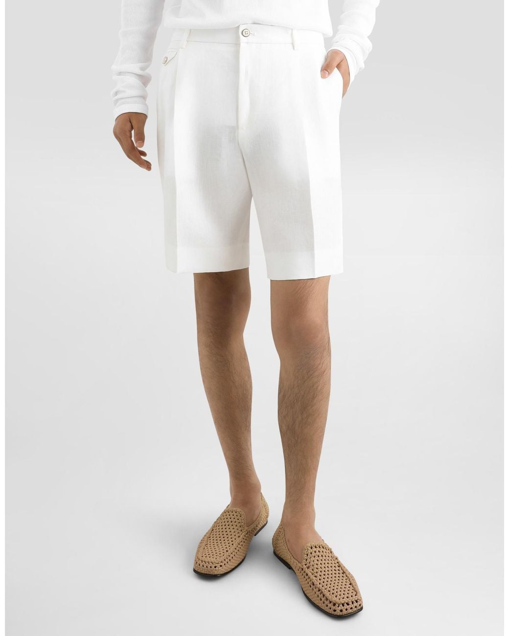 Dolce & Gabbana White Linen Shorts for men