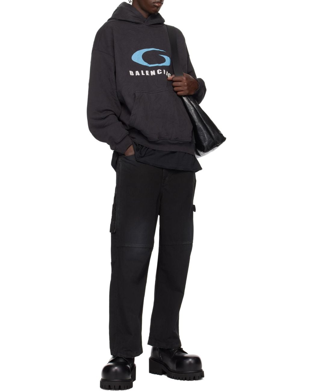Balenciaga Gray Cropped Cargo Pants for men