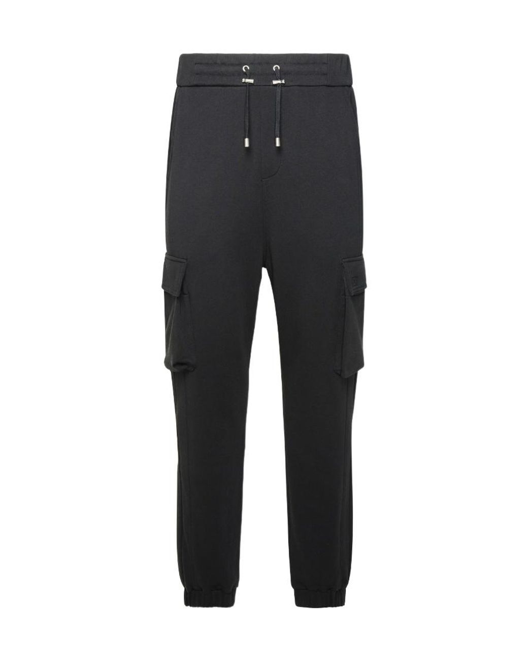 Balmain Black Pocket Detailed Drawstring Cargo Trousers for men