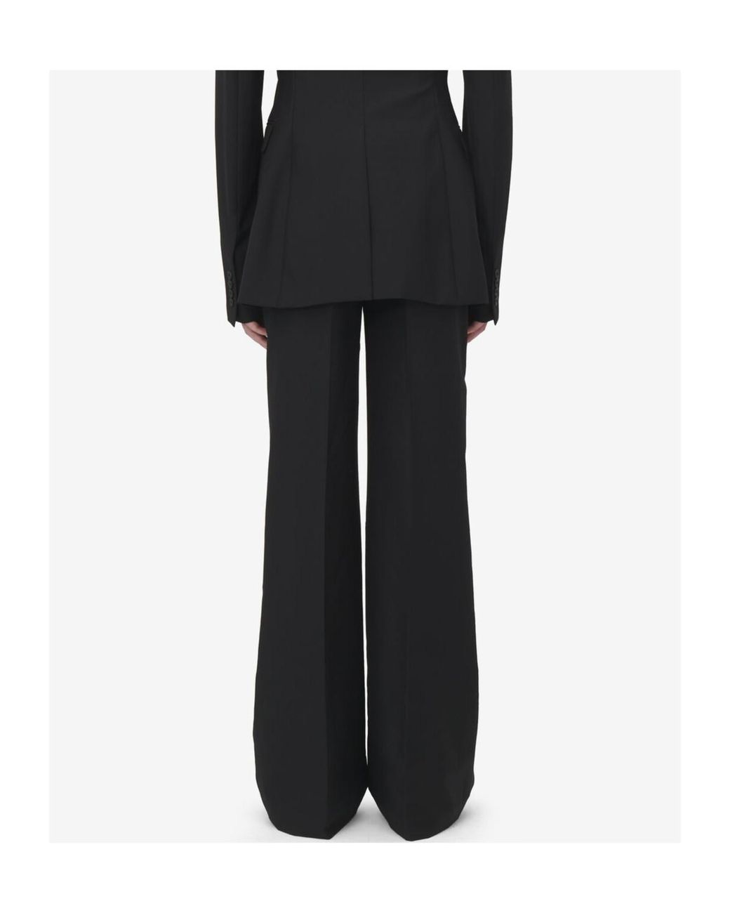 McQueen Black Low-Rise Tailored Trousers for men