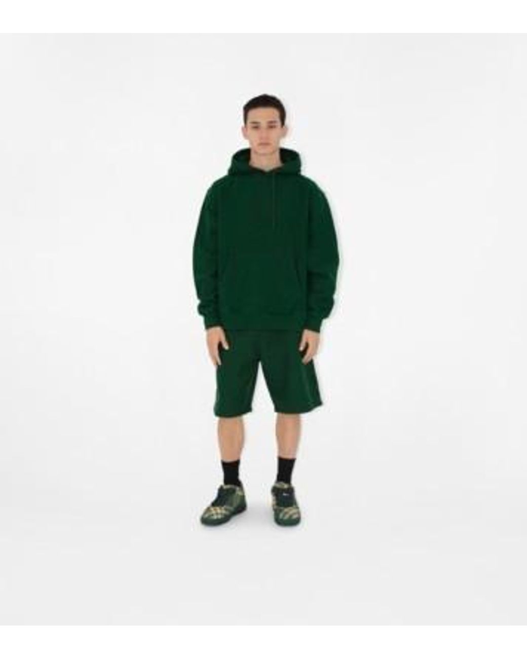 Burberry Green Long Sleeved Drawstring Hoodie for men