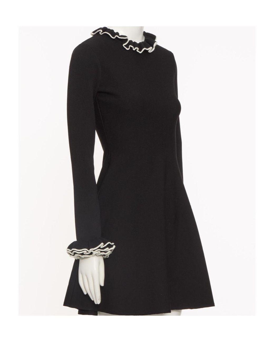 Valentino Black Ruffled Long-Sleeved Dress
