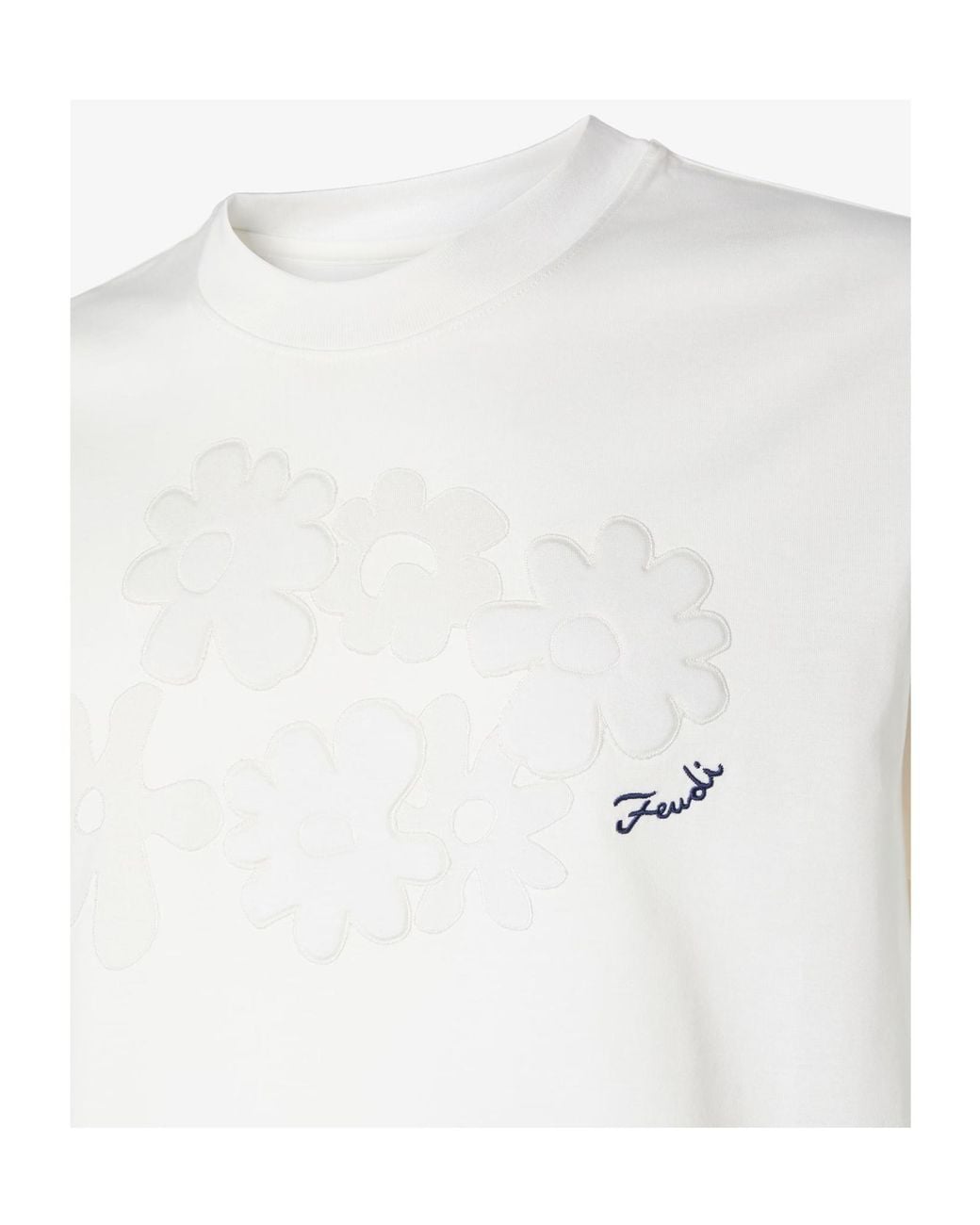 Fendi White Bouquet Floral T-Shirt for men