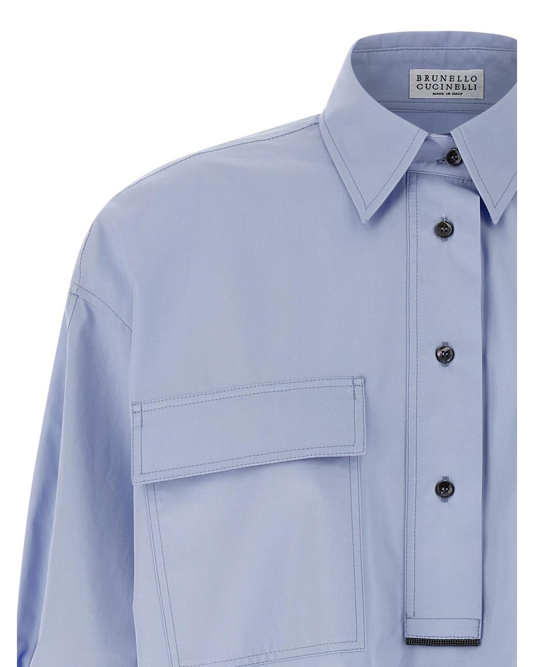 Brunello Cucinelli Blue Chest Pocket Shirt