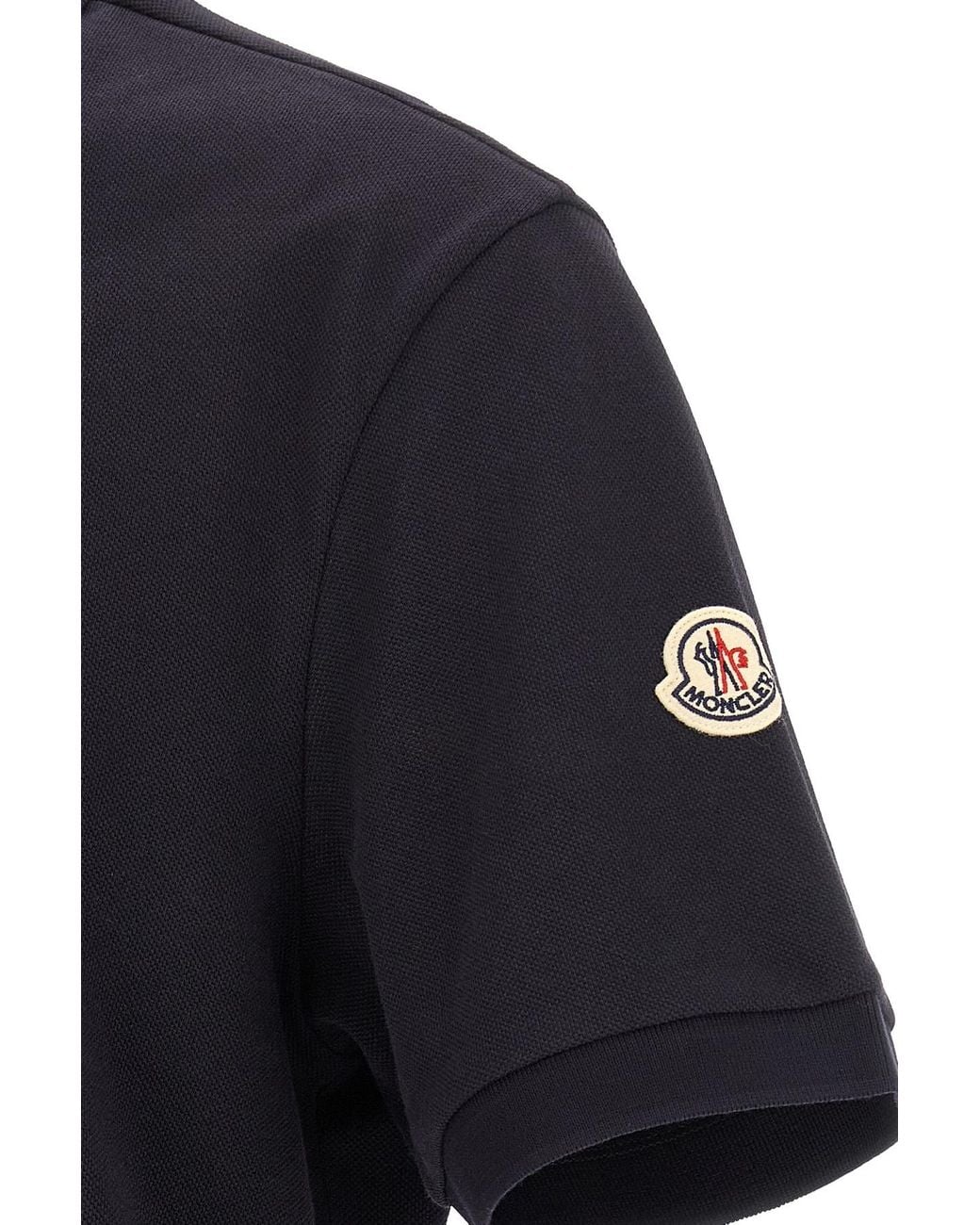 Moncler Black Quater-Zip Short-Sleeve Polo Shirt for men