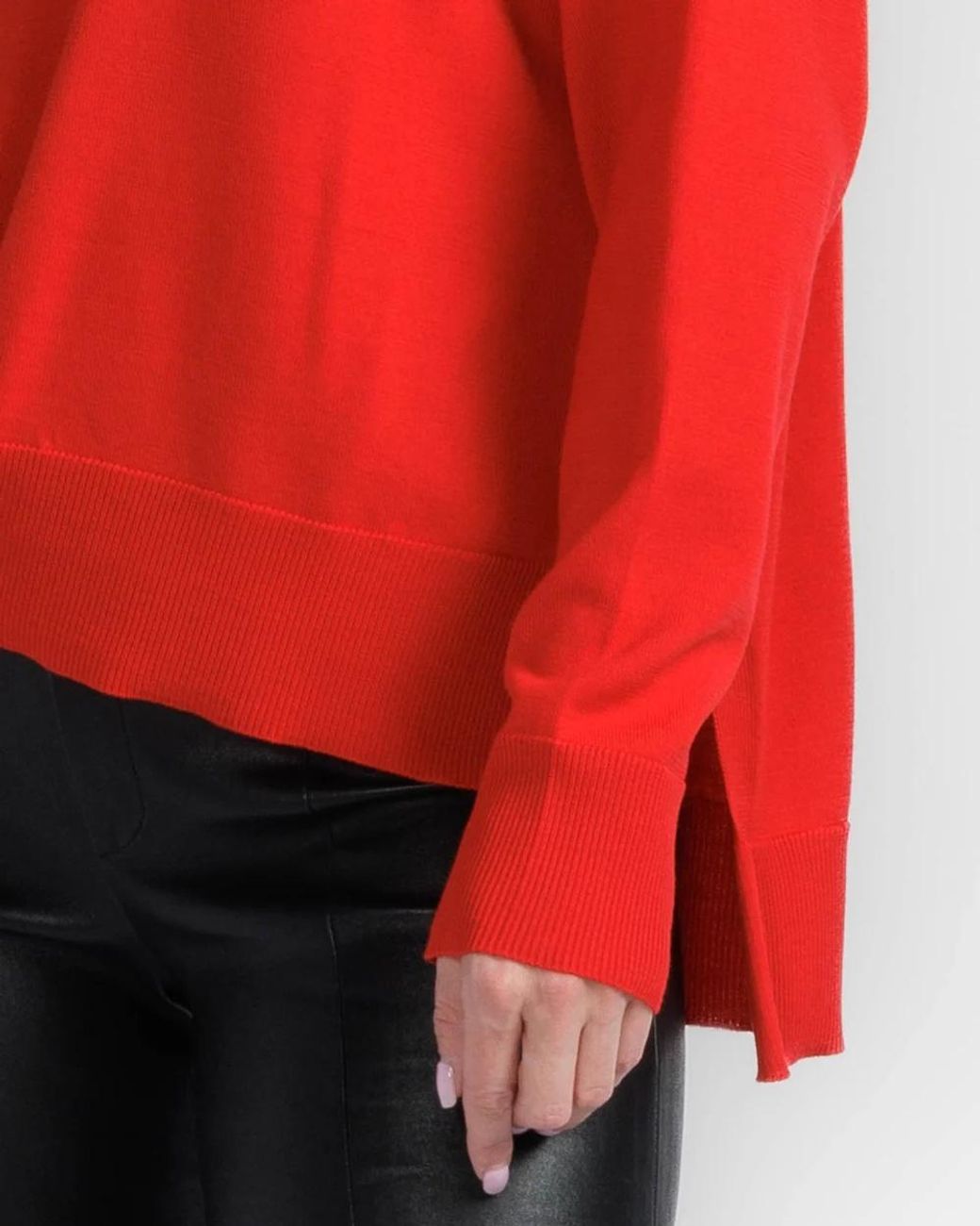 Magda Butrym Red Rosette-Detail Asymmetric Sweater