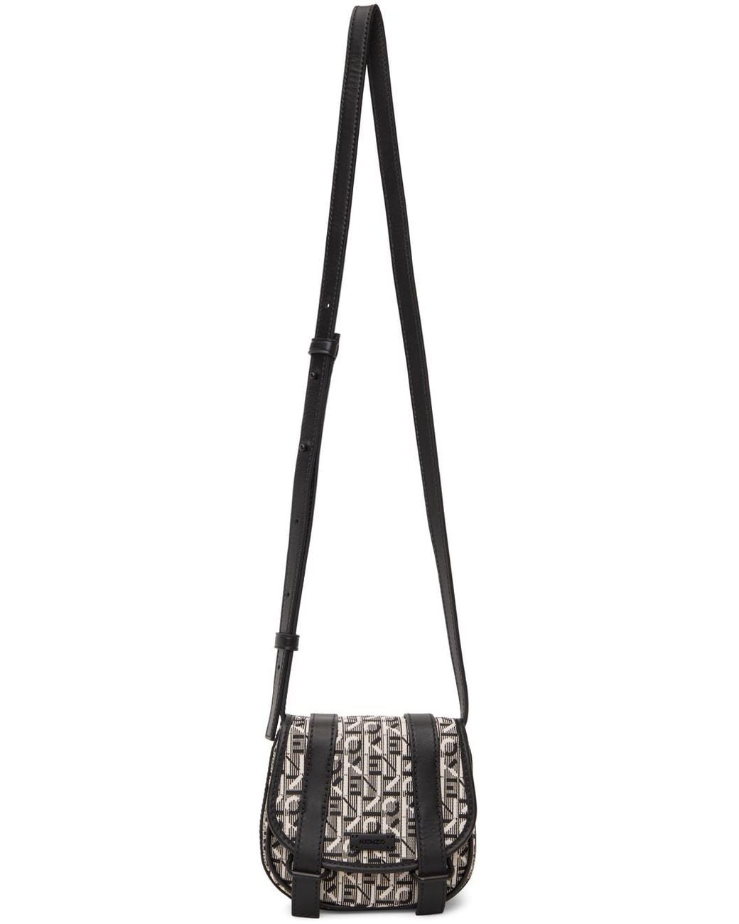 KENZO Black Monogram-Pattern Logo Clutch Bag