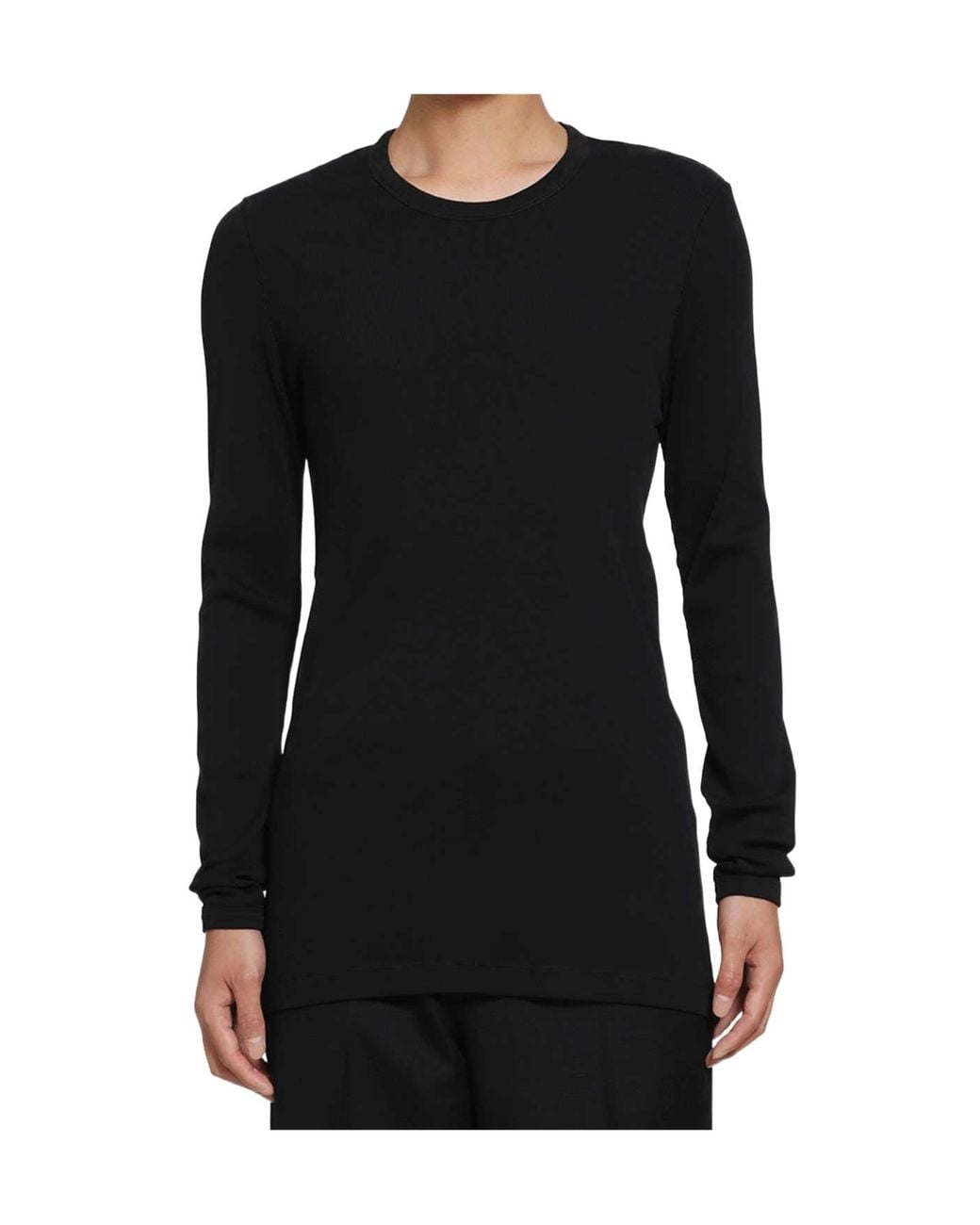 Lemaire Black Ribbed Long Sleeve T-Shirt for men