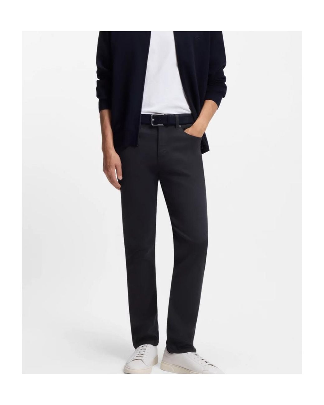 Boss Blue Delaware Logo-Patch Jeans for men
