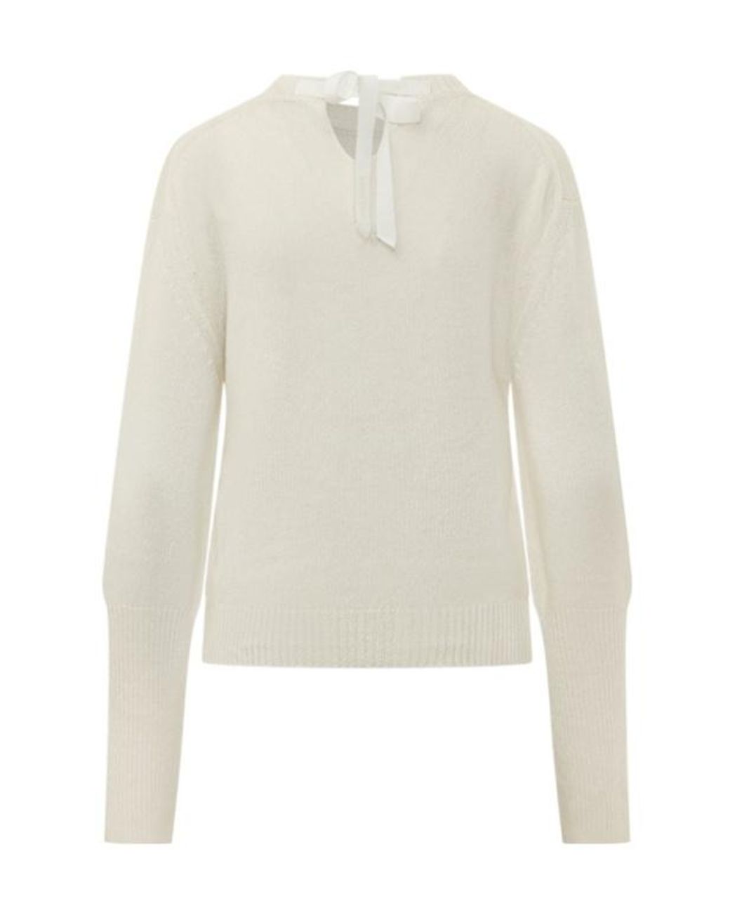 Lanvin White Knot-Detail Back-Tie Sweater