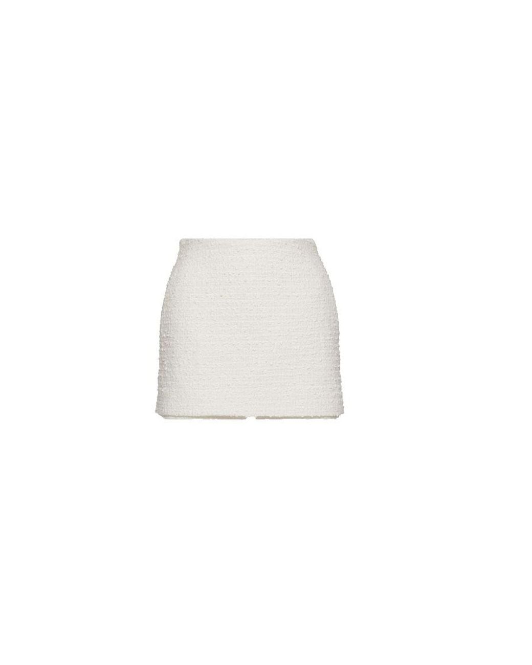 Valentino White Knitted Tweed Mini Skort