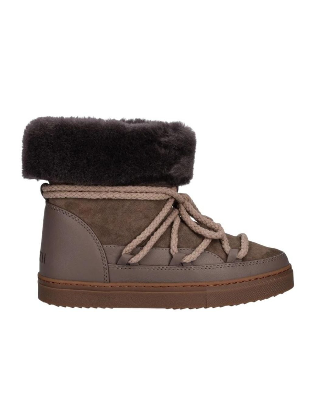 Inuikii Brown Fleece-Trim Lace-Up Boots
