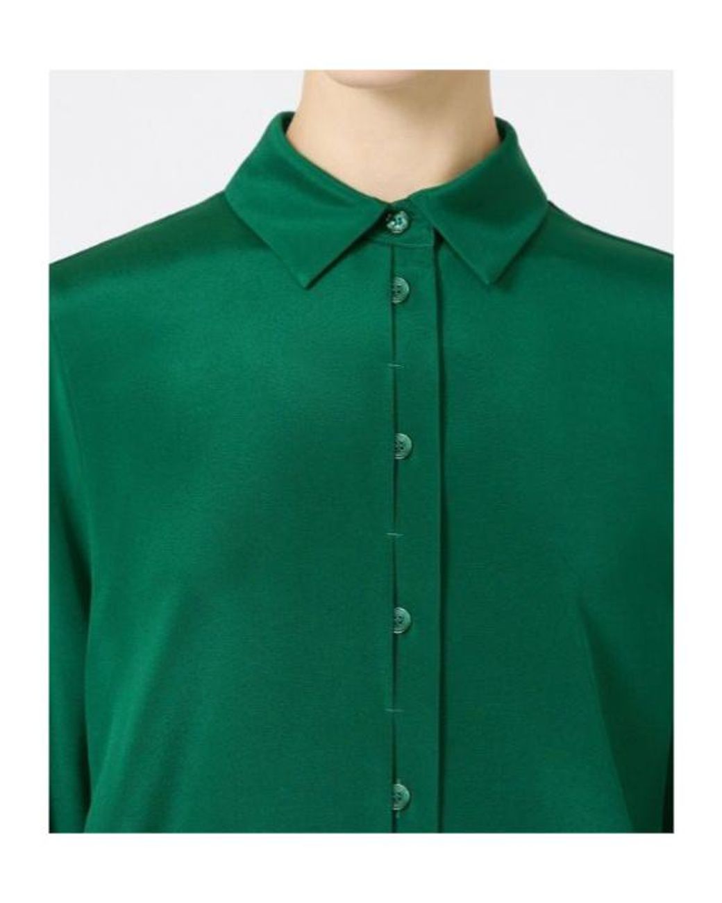 Max Mara Green Avion Button-Up Long-Sleeved Shirt