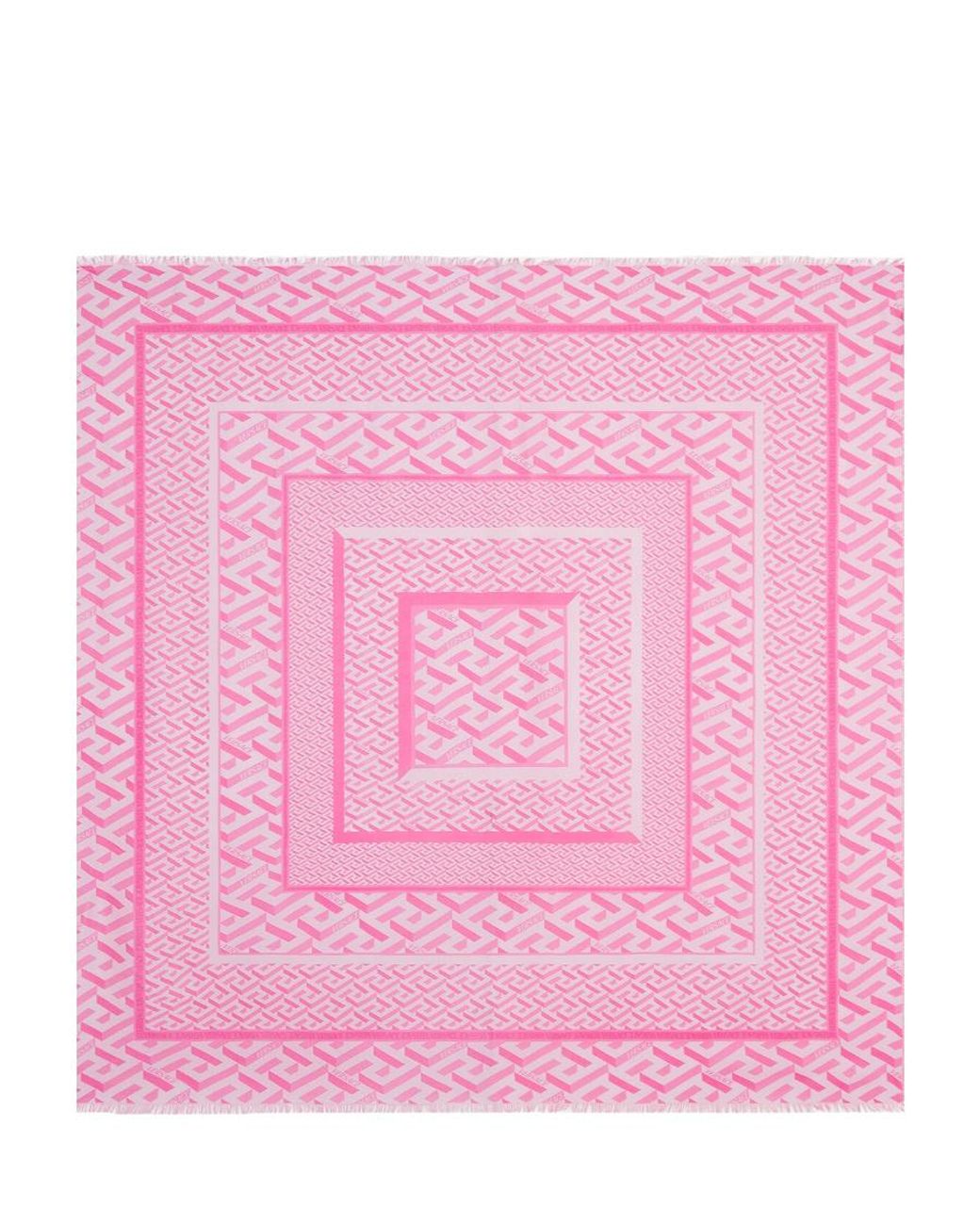 Versace Pink Printed Raw-Cut Edge Scarf