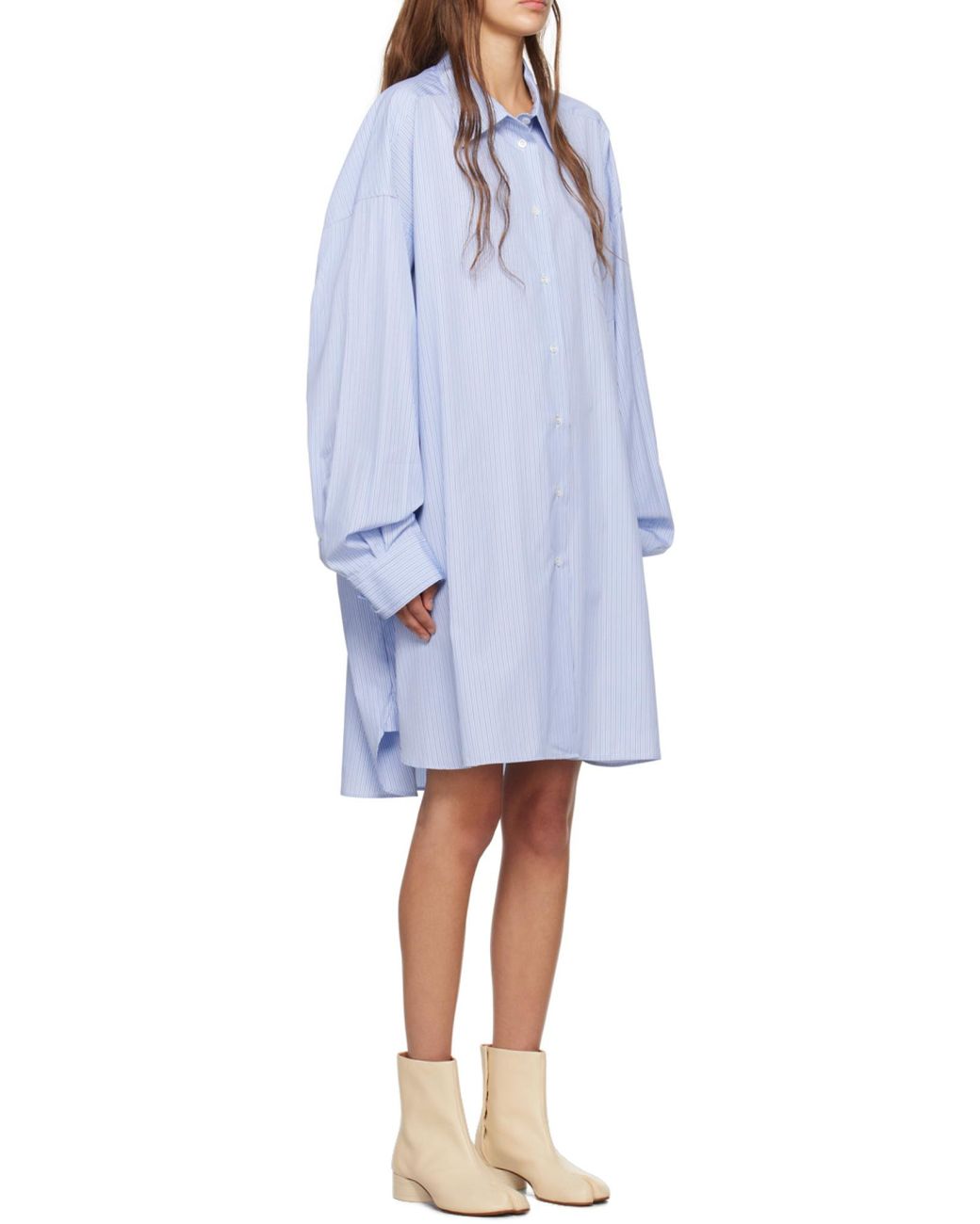 Maison Margiela Purple Striped Button-Up Oversized Shirt
