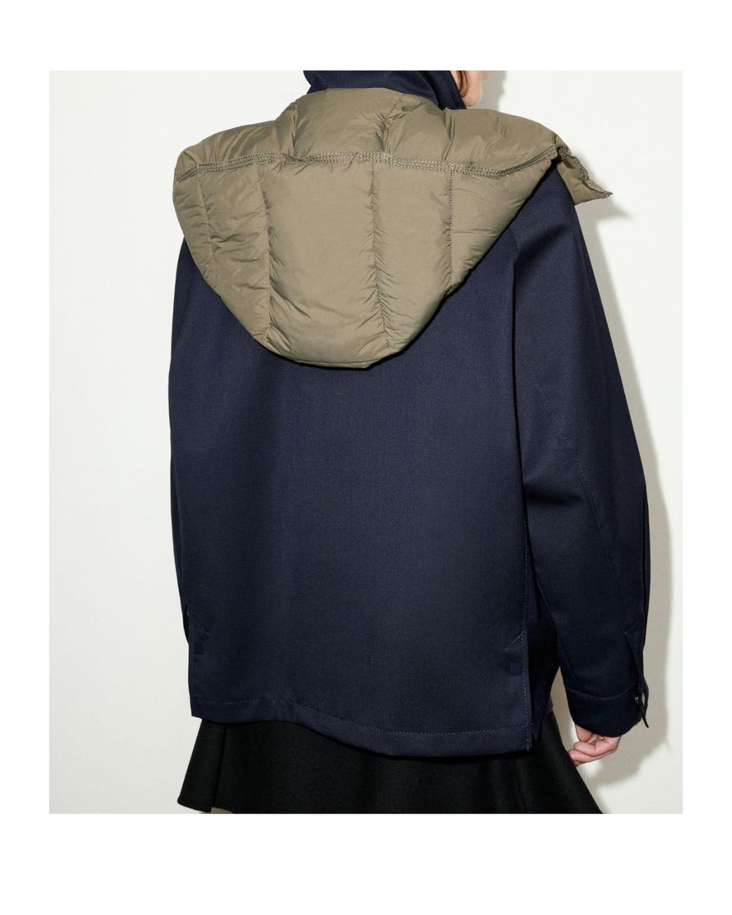 MAX&Co. Blue Hooded Gabardine Barn Jacket