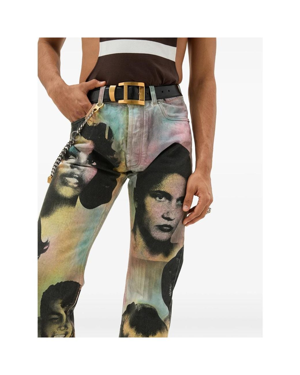 Versace Multicolor Printed Regular Jeans for men