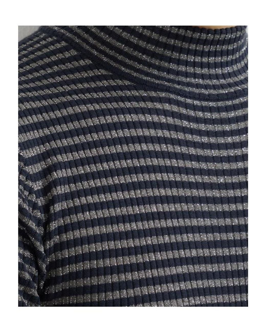 Brunello Cucinelli Blue Striped Lightweight Sweater