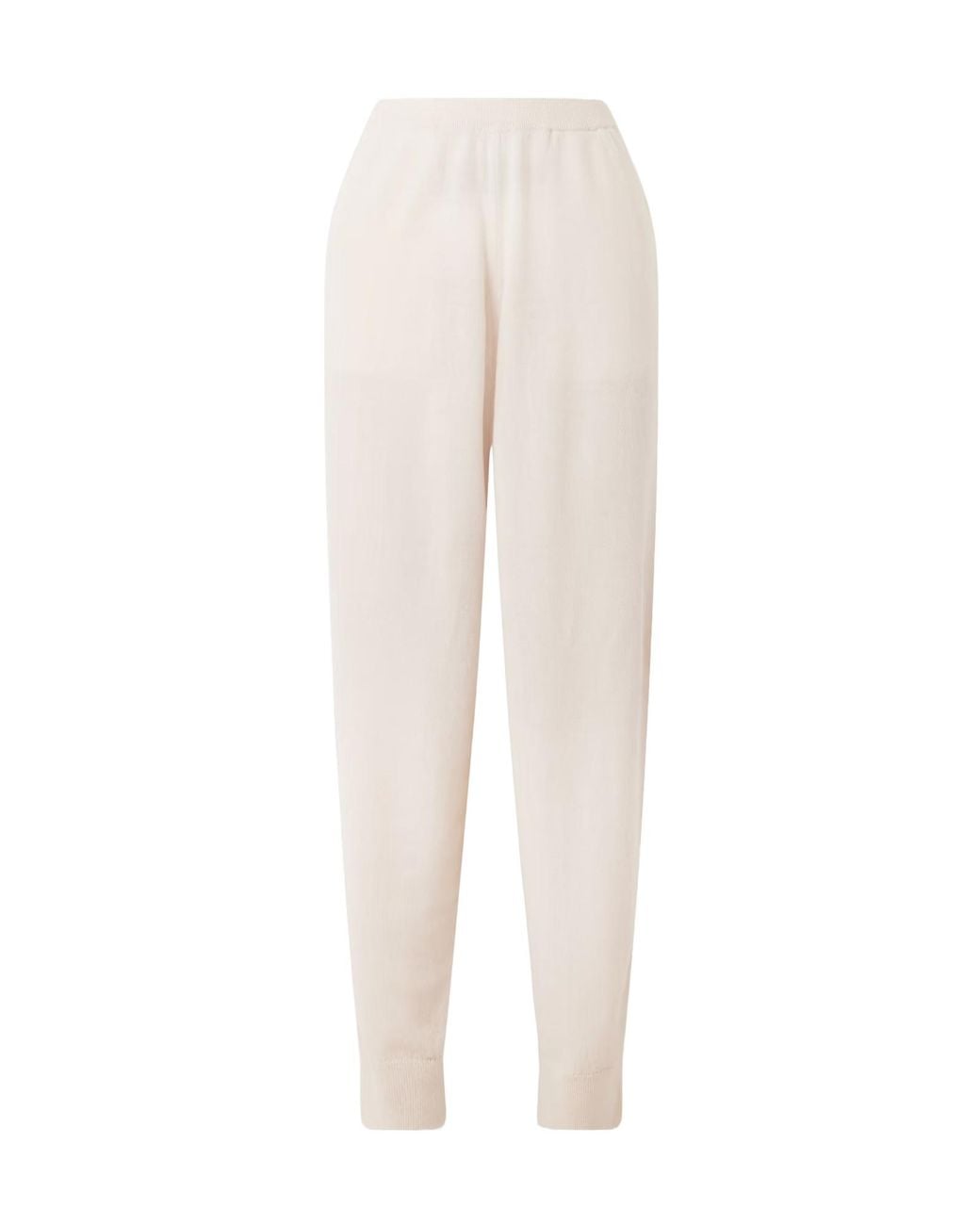 Allude White Cashmere-Blend Tapered Pants