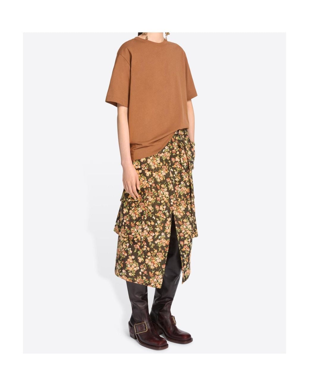 Dries Van Noten Metallic Floral Cargo Skirt