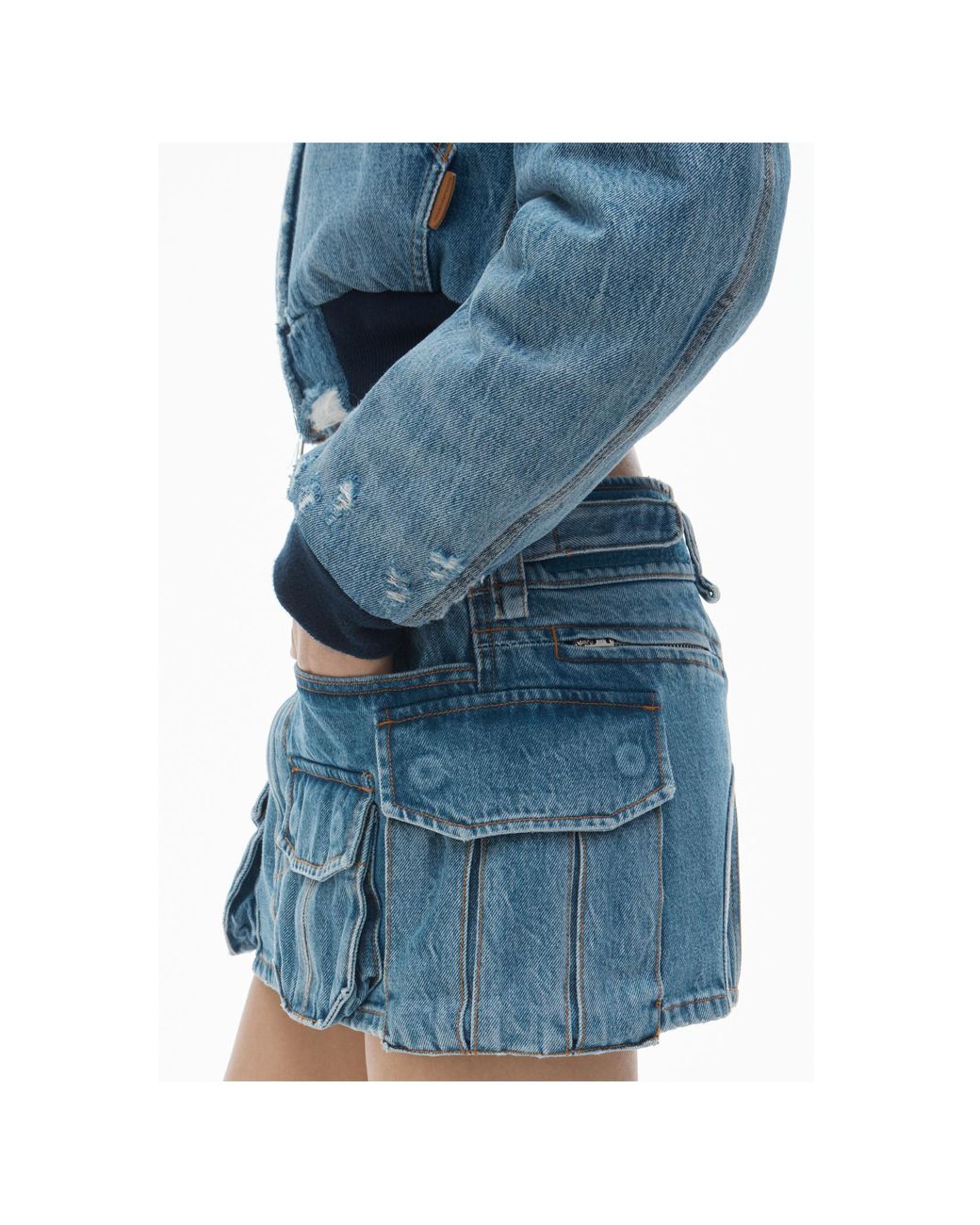 Alexander Wang Blue Mid-Rise Pocket Cargo Miniskirt