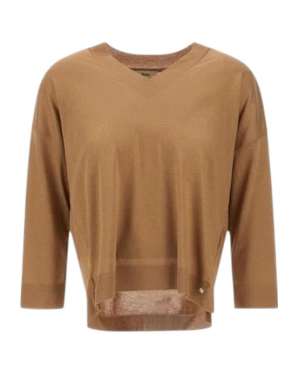 Herno Brown V-Neck Knitted Sweater