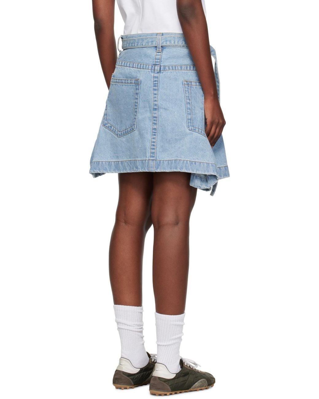 Sacai Blue Belted Denim Skirt