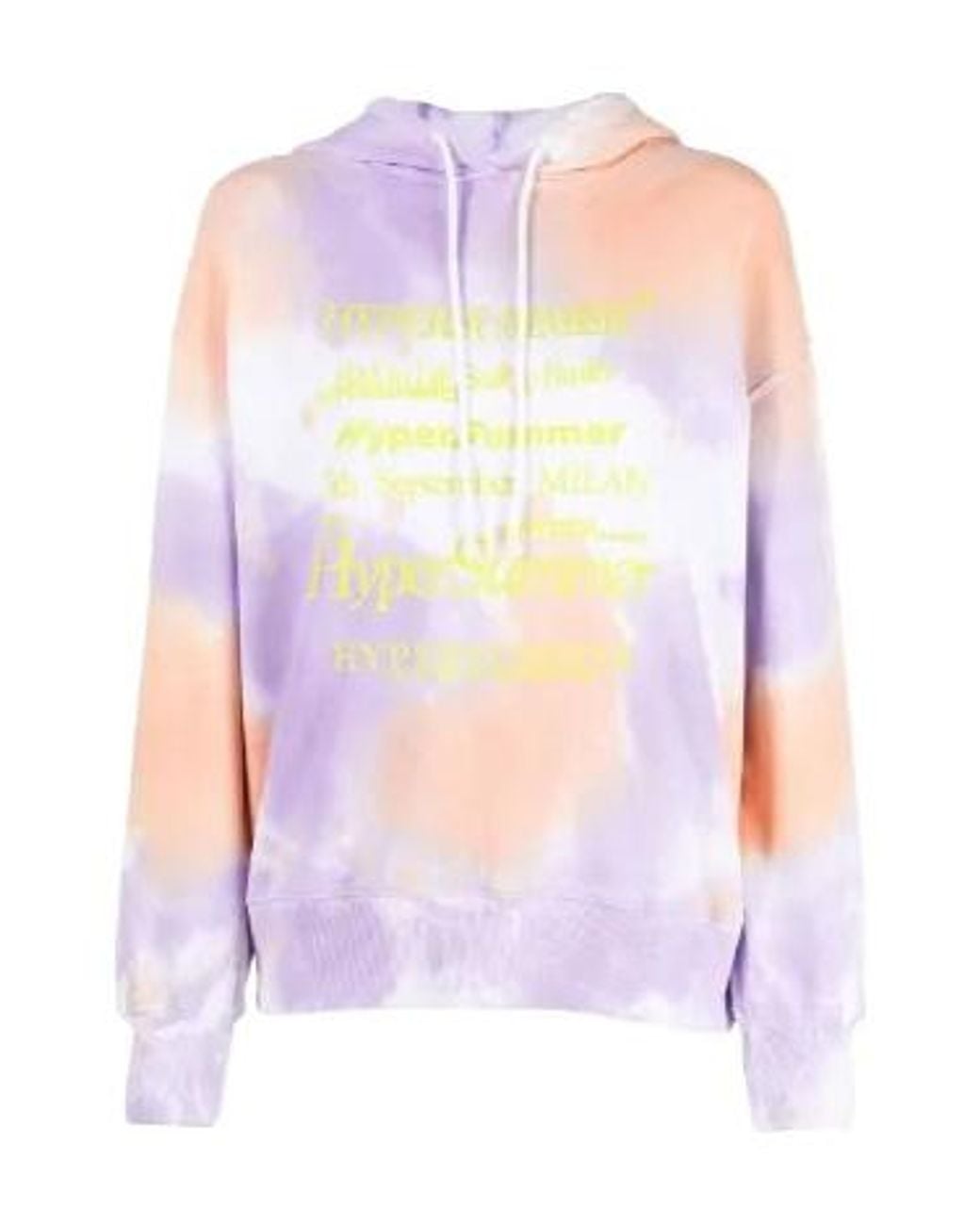 MSGM White Slogan-Print Tie-Dye Hoodie