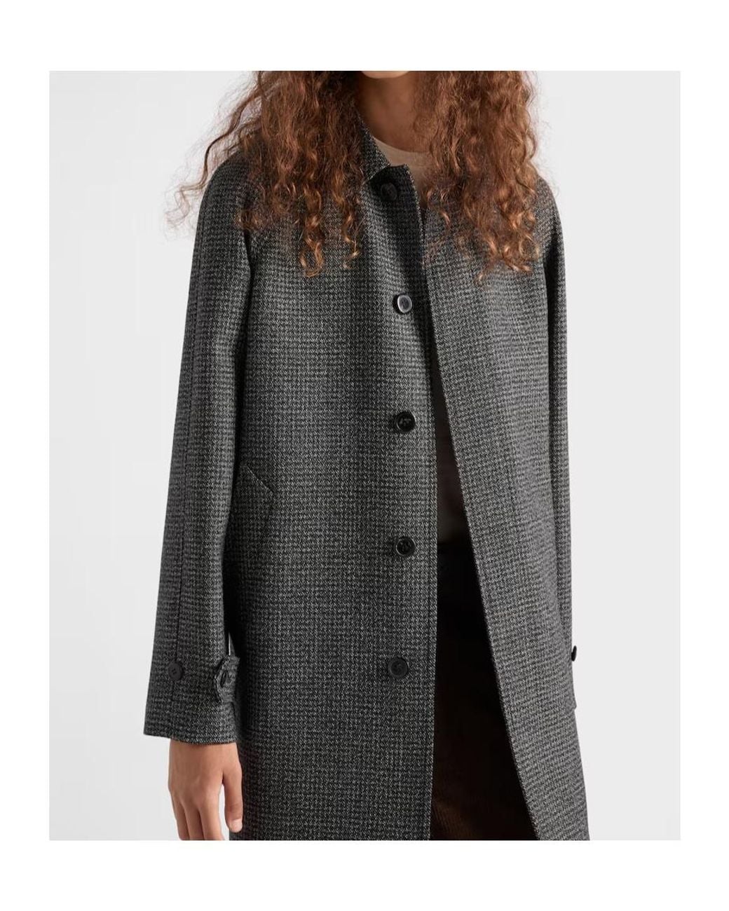 Prada Gray Long-Sleeved Button-Up Coat for men