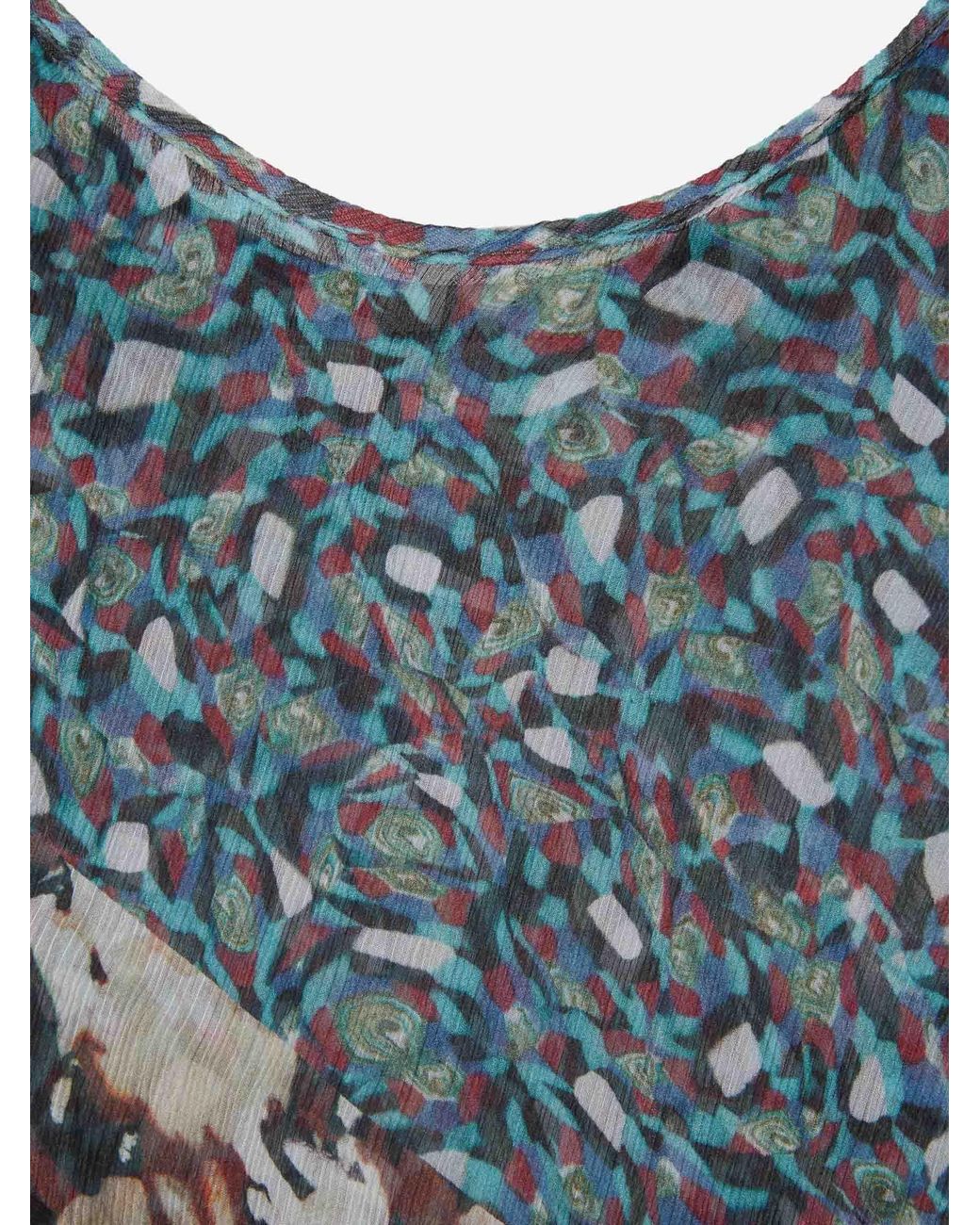 Dries Van Noten Blue Printed Silk Asymmetric Top