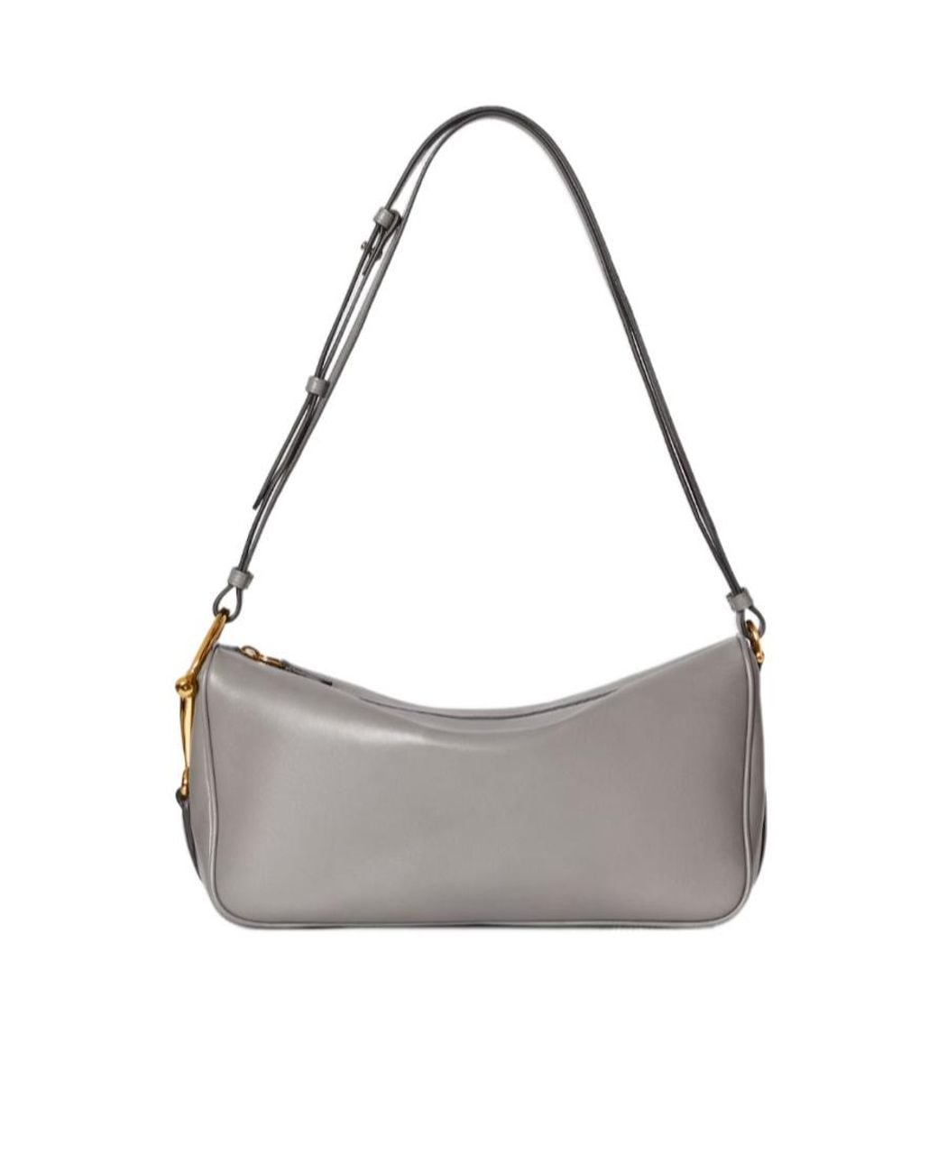 Gucci Gray Half Horsebit Medium Shoulder Bag, Leather
