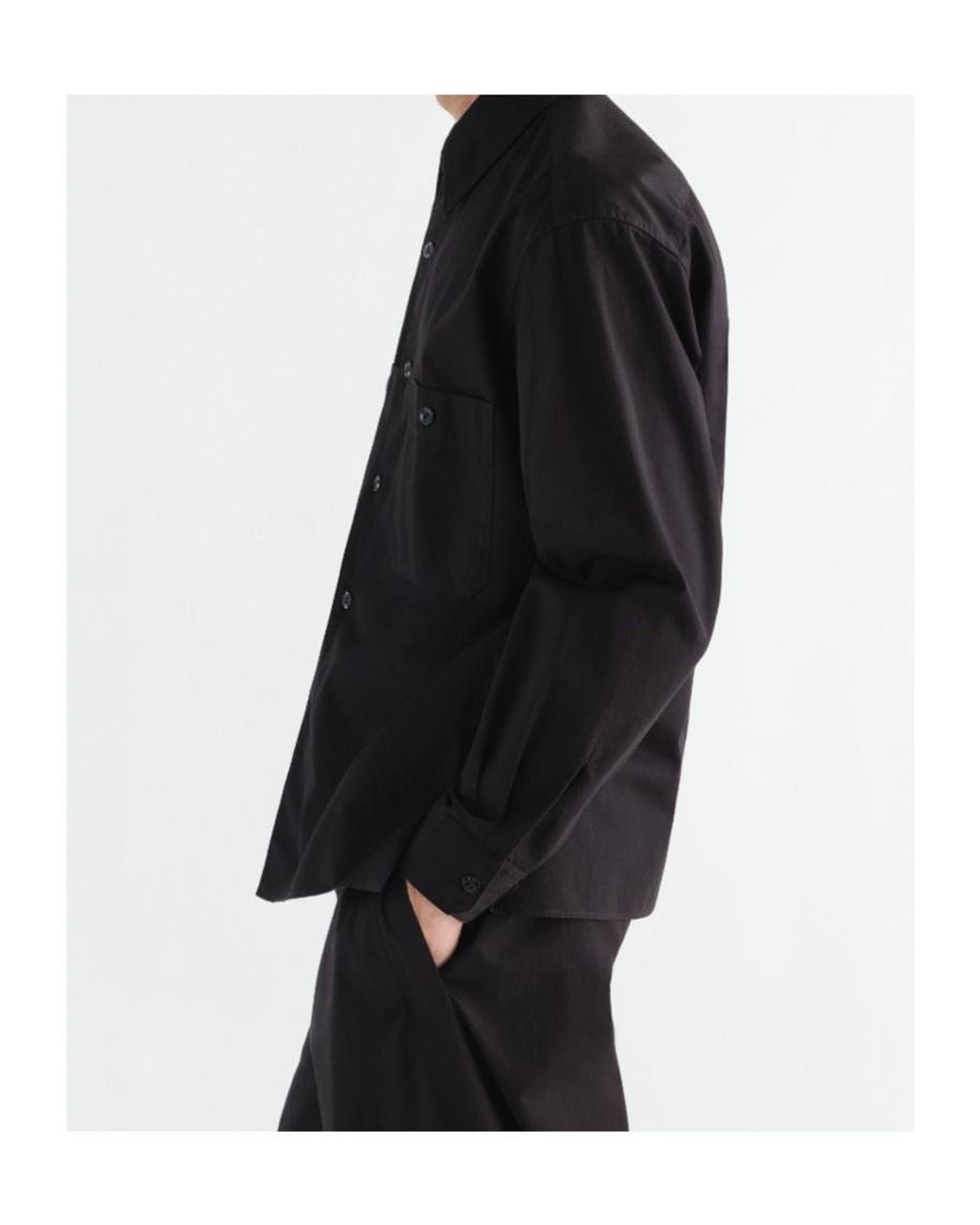 Lemaire Black Buttoned Two-Pocket Shirt for men