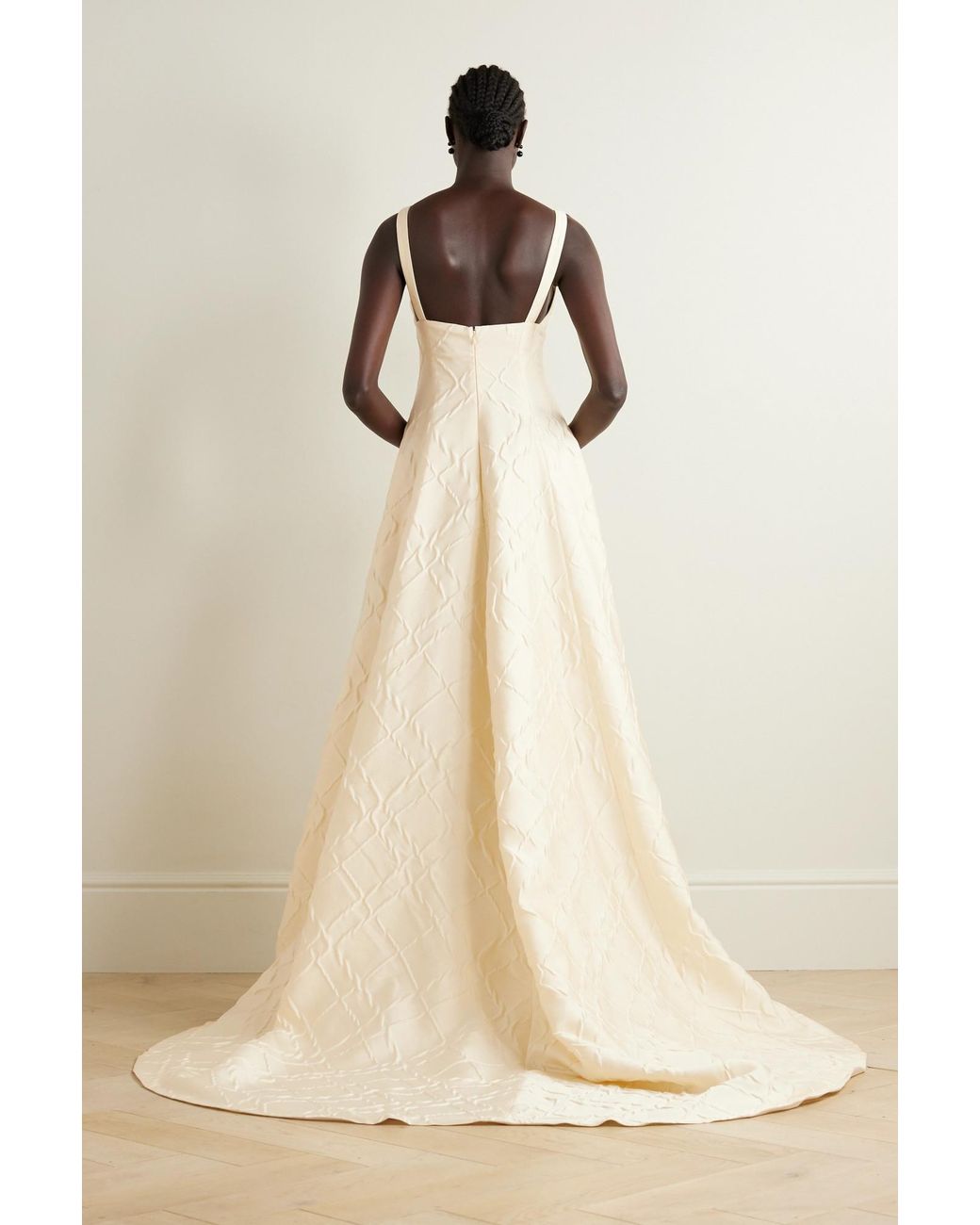 Emilia Wickstead White Pleated Seersucker Gown