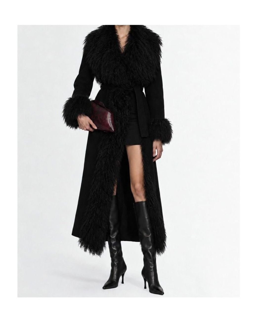 GIUSEPPE DI MORABITO Black Fur-Collared Coat