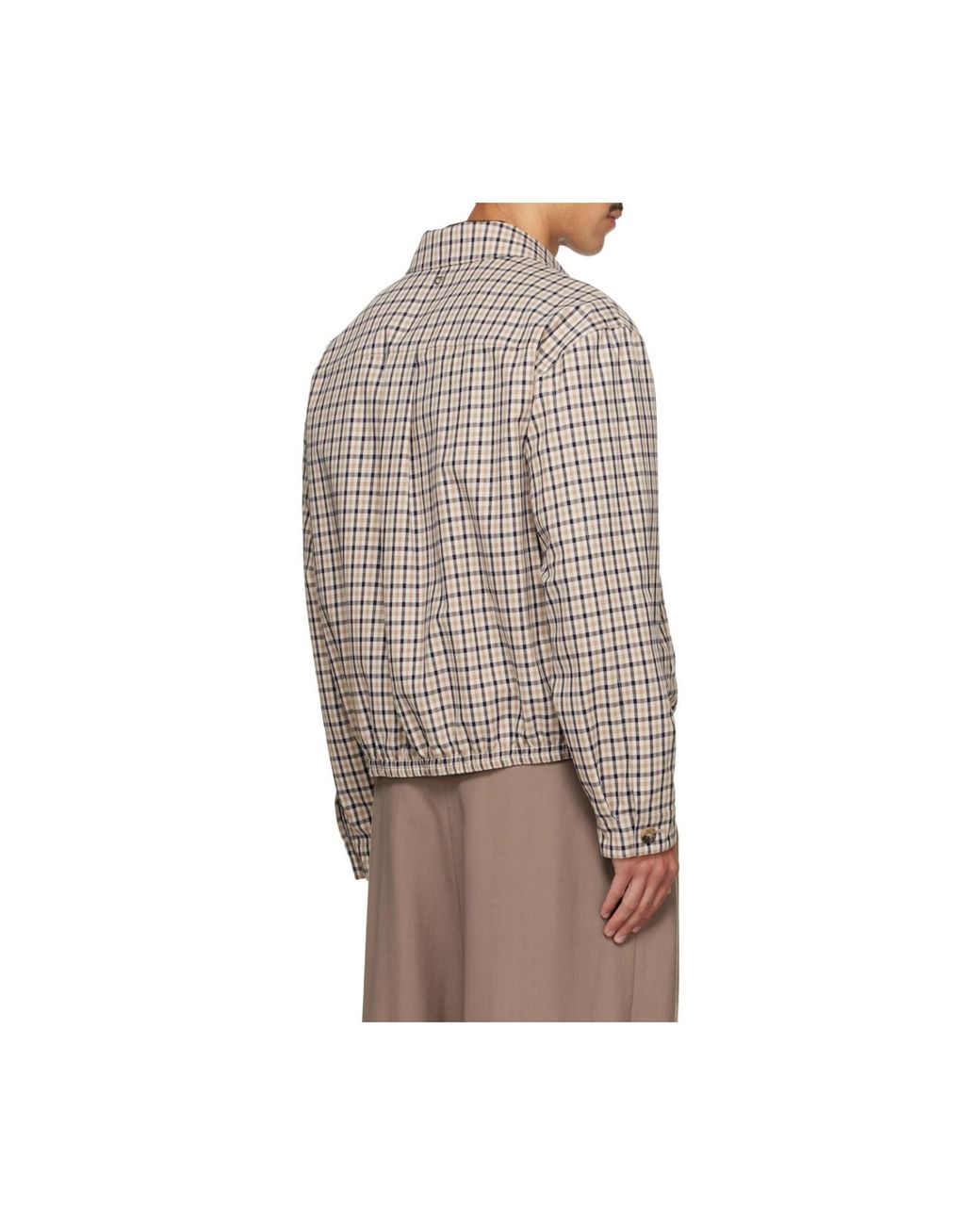 Ferragamo Gray Ferragamo Checked Zip-Up Bomber Jacket for men