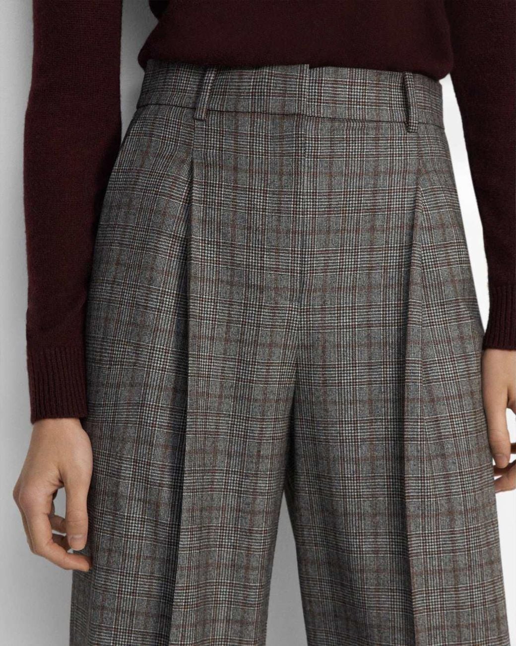 Theory Gray Checked Tailored Trousers
