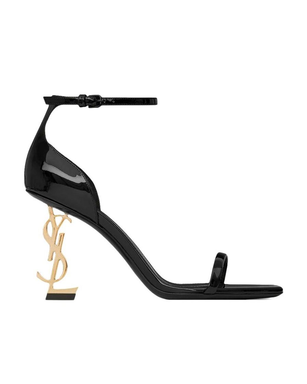 Saint Laurent White Opyum Logo-Heel Heeled Sandals