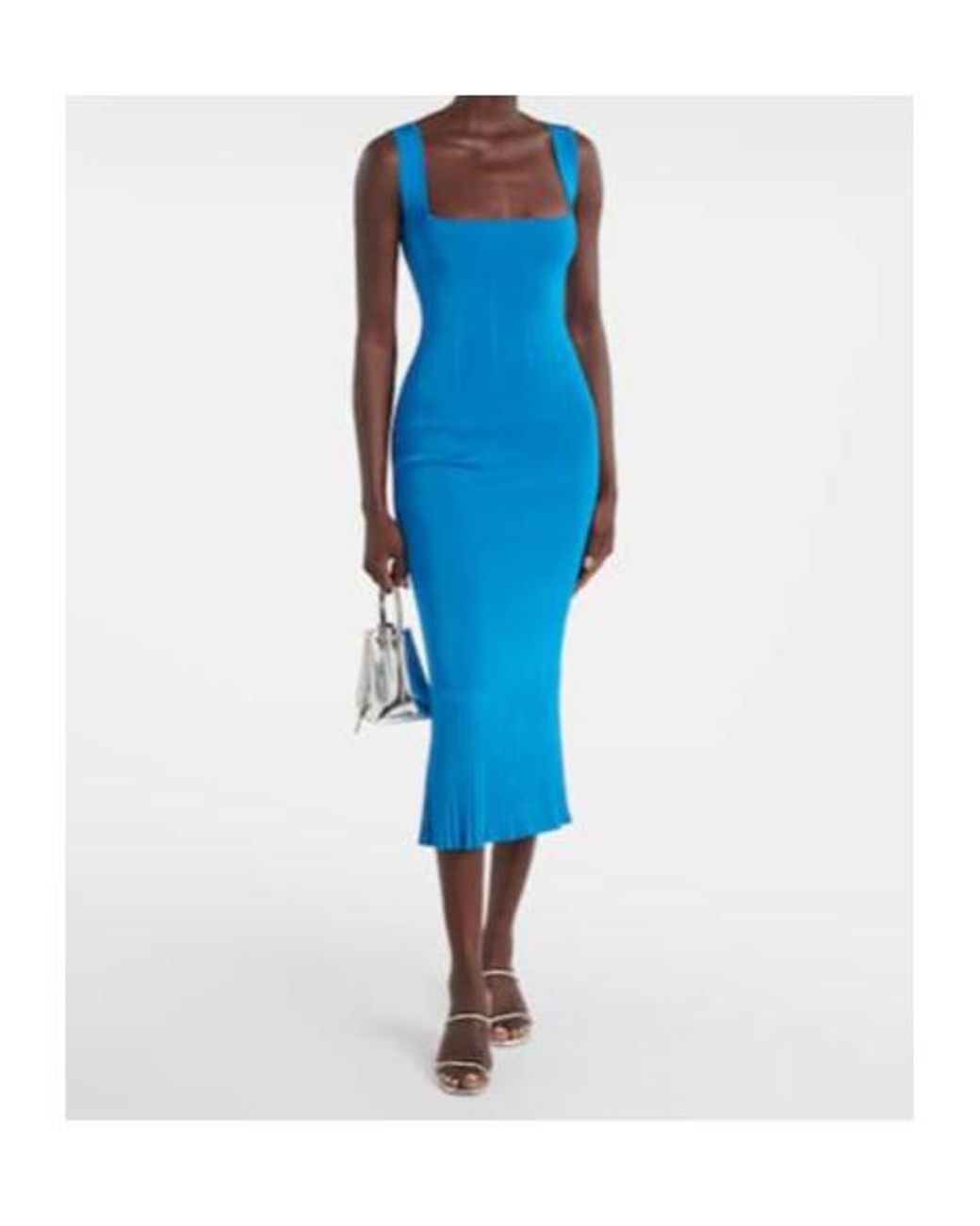 Galvan Blue Atalanta Ribbed-Knit Cocktail Dress