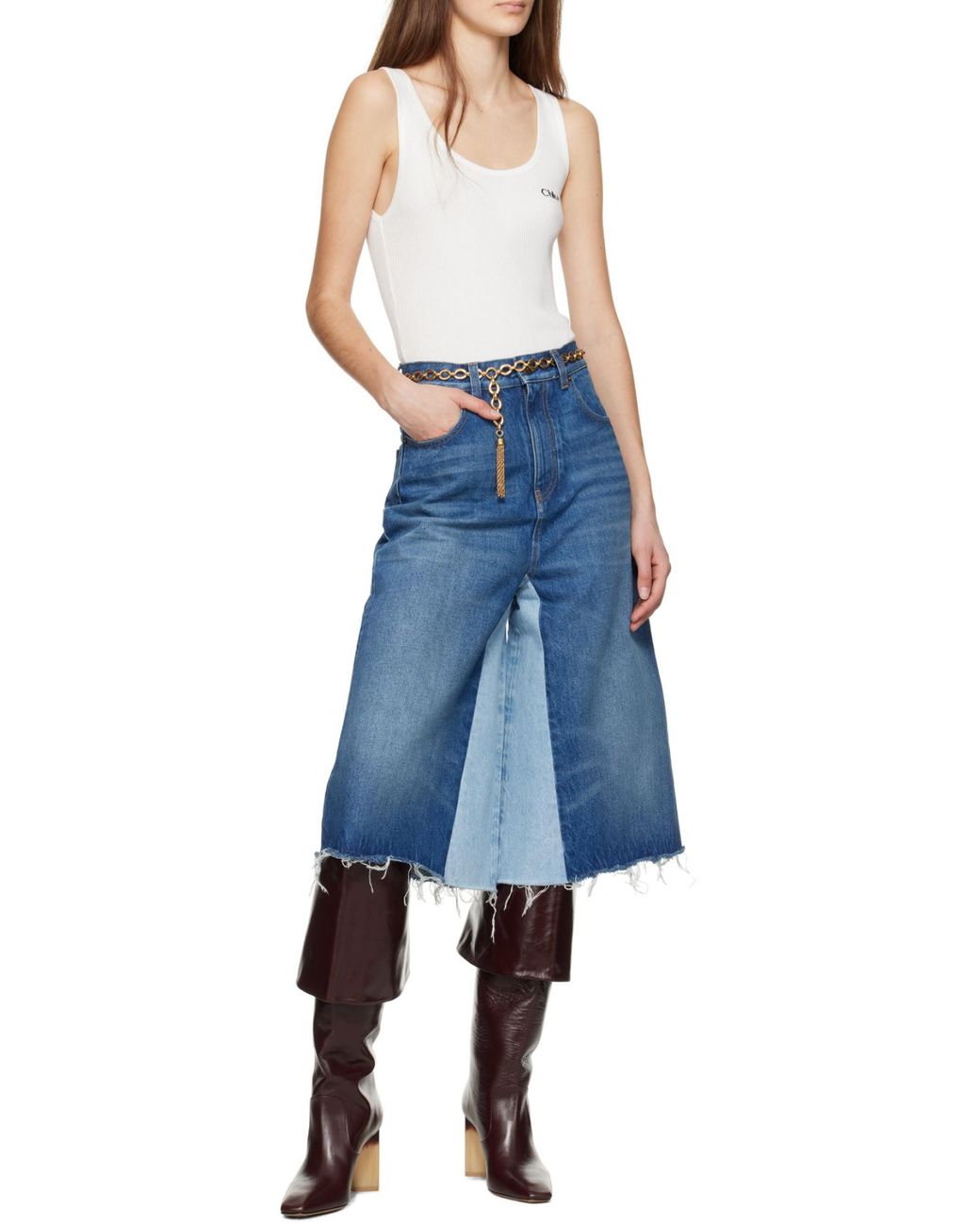 Chloé Blue Patchwork Denim Shorts