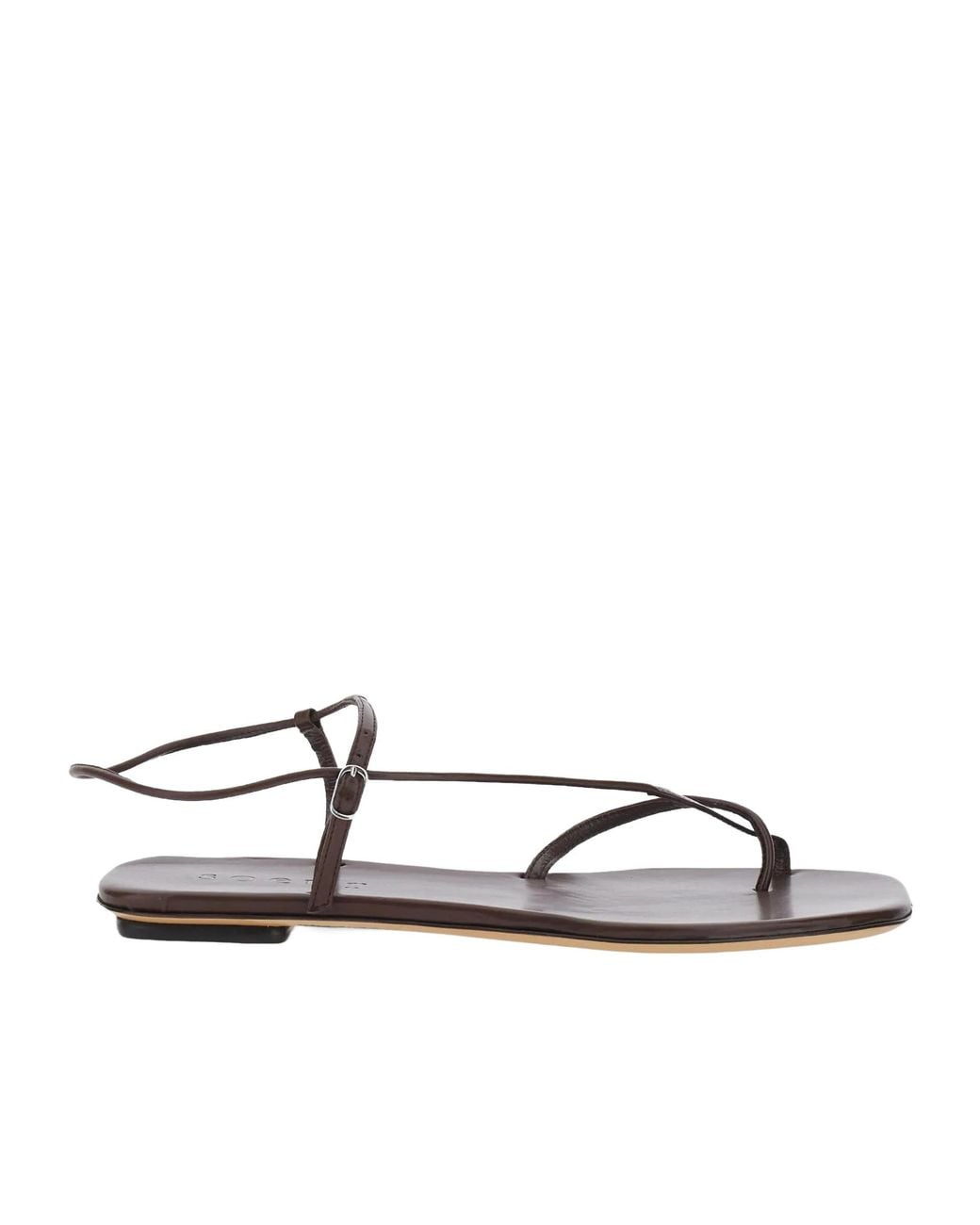 Soeur White Flat Leather Sandals